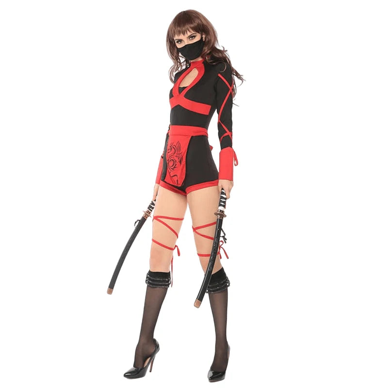 Women Sexy Ninja Costume Anime Dragon Samurai Ninja Cosplay Jumpsuit Uniform Sexy Suit Female Adult Halloween costume