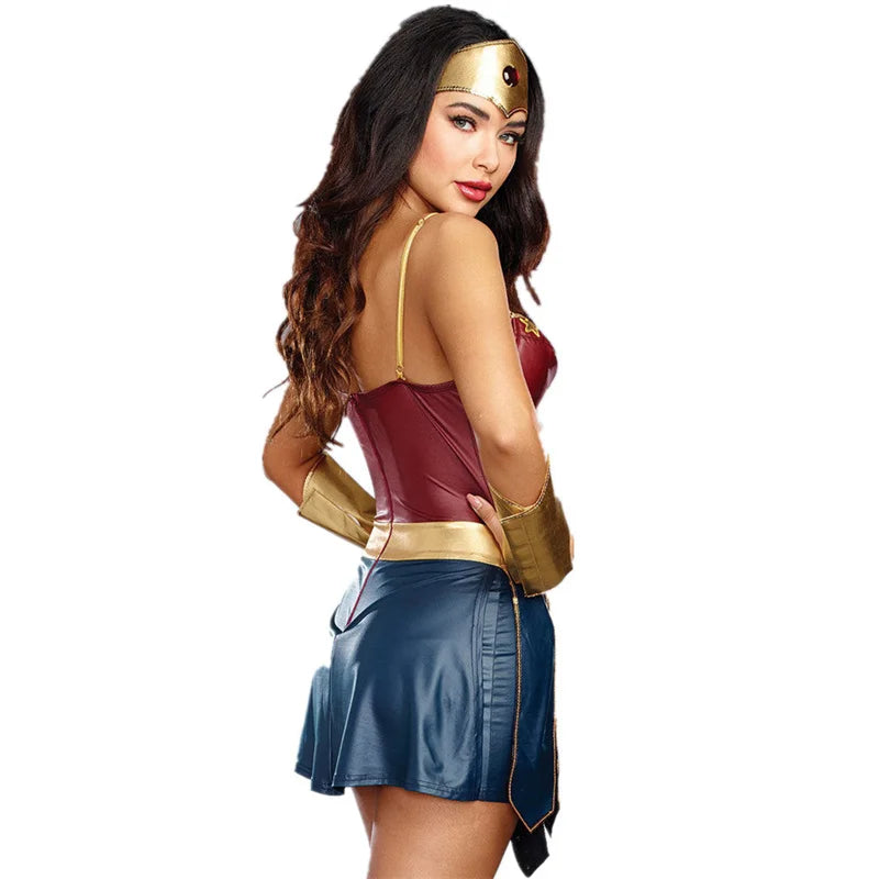 Wonder Woman Superman Costume for Women Corset Dress Halloween Cosplay Costume Carnival