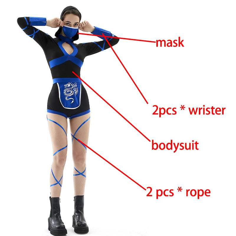 Women Sexy Ninja Costume Anime Dragon Samurai Ninja Cosplay Jumpsuit Uniform Sexy Suit Female Adult Halloween costume