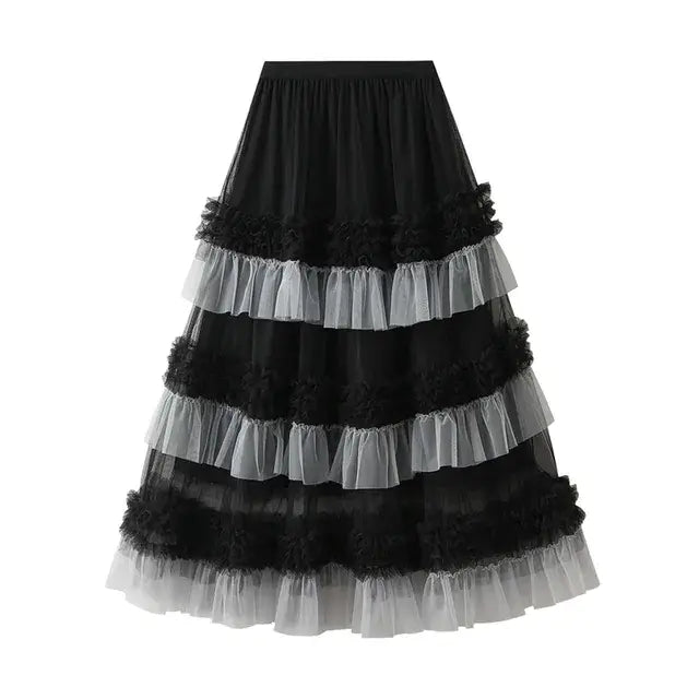 New Elastic High Waist Mesh Cake Skirt